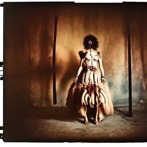 Image similar to kodak portra 4 0 0, wetplate, photo of a surreal artsy dream scene, horror, animal, carneval, grotesque, photographed by paolo roversi style