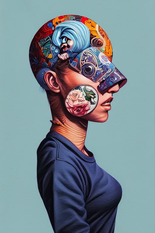 Image similar to a baby in a jeans pocket, tristan eaton, victo ngai, artgerm, rhads, ross draws