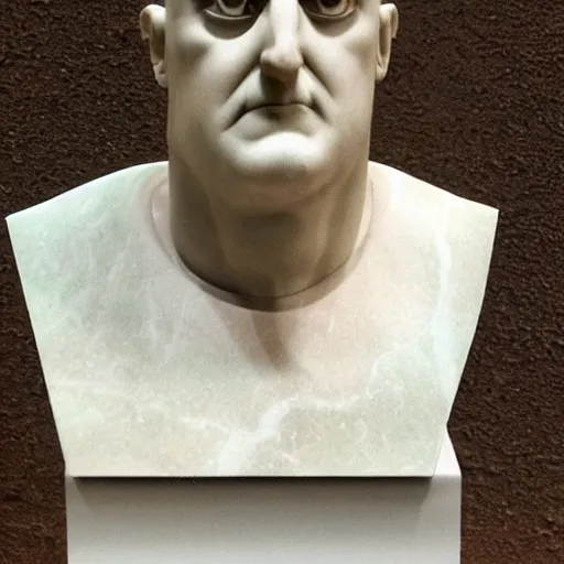 Prompt: Roman marble bust of Vector from Despicable Me