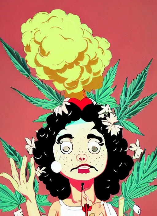 Prompt: bettyboop profile picture by sachin teng x ofwgkta, weed, marijuana, organic painting, hard edges, masterpiece, smoke, asymmetrical, matte paint, energetic