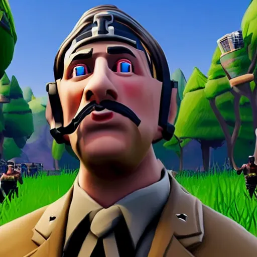 Image similar to screenshot of hitler in fortnite