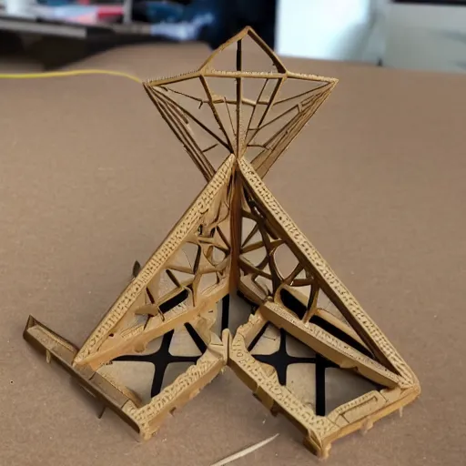 Image similar to lasercut design pattern of a trebuchet