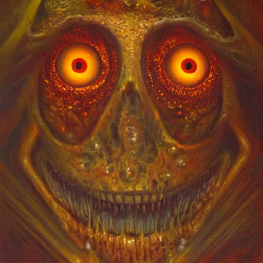 Prompt: a highly detailed portrait of a face made of scary eyeballs, oil on canvas, paul lehr, fine art, masterpiece, 8 k, 4 k, detailed line art, sharp