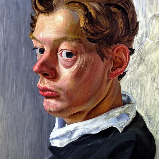 Prompt: high quality high detail painting by lucian freud, hd, portrait of student