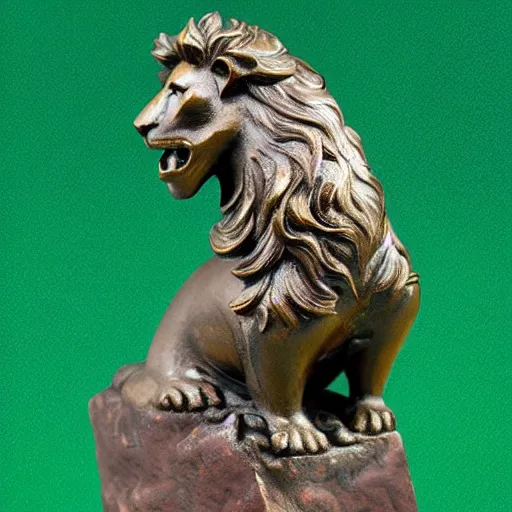 Image similar to bronze sculpture of a lion standing on a rock
