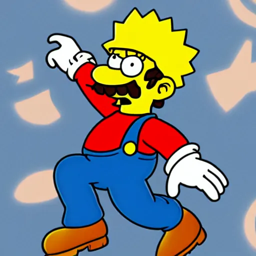 Image similar to mario as a simpsons character