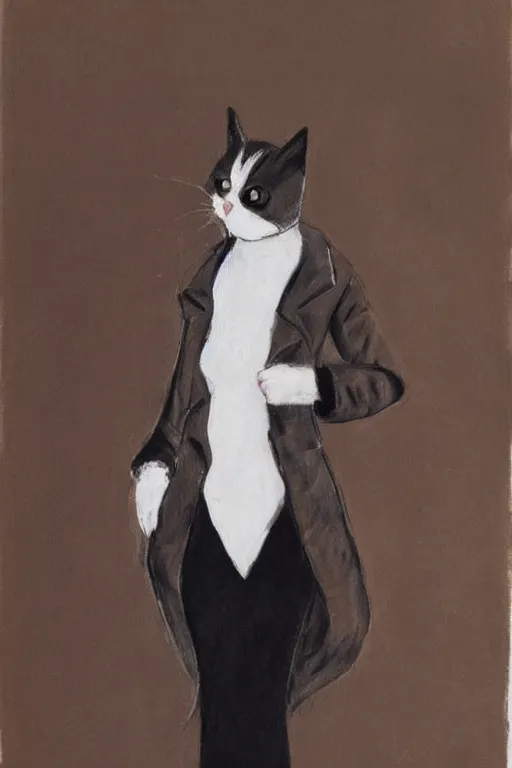 Prompt: cat wearing a formal overcoat leticia gillett