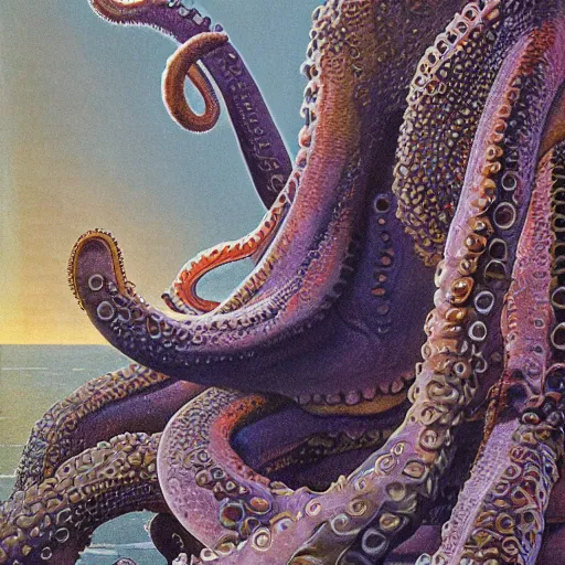 Prompt: portrait of an octopus in a scenic environment by wayne barlowe