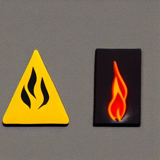 Image similar to a photo of a retro 7 0 s minimalistic clean fire warning enamel pin, studio lighting, behance