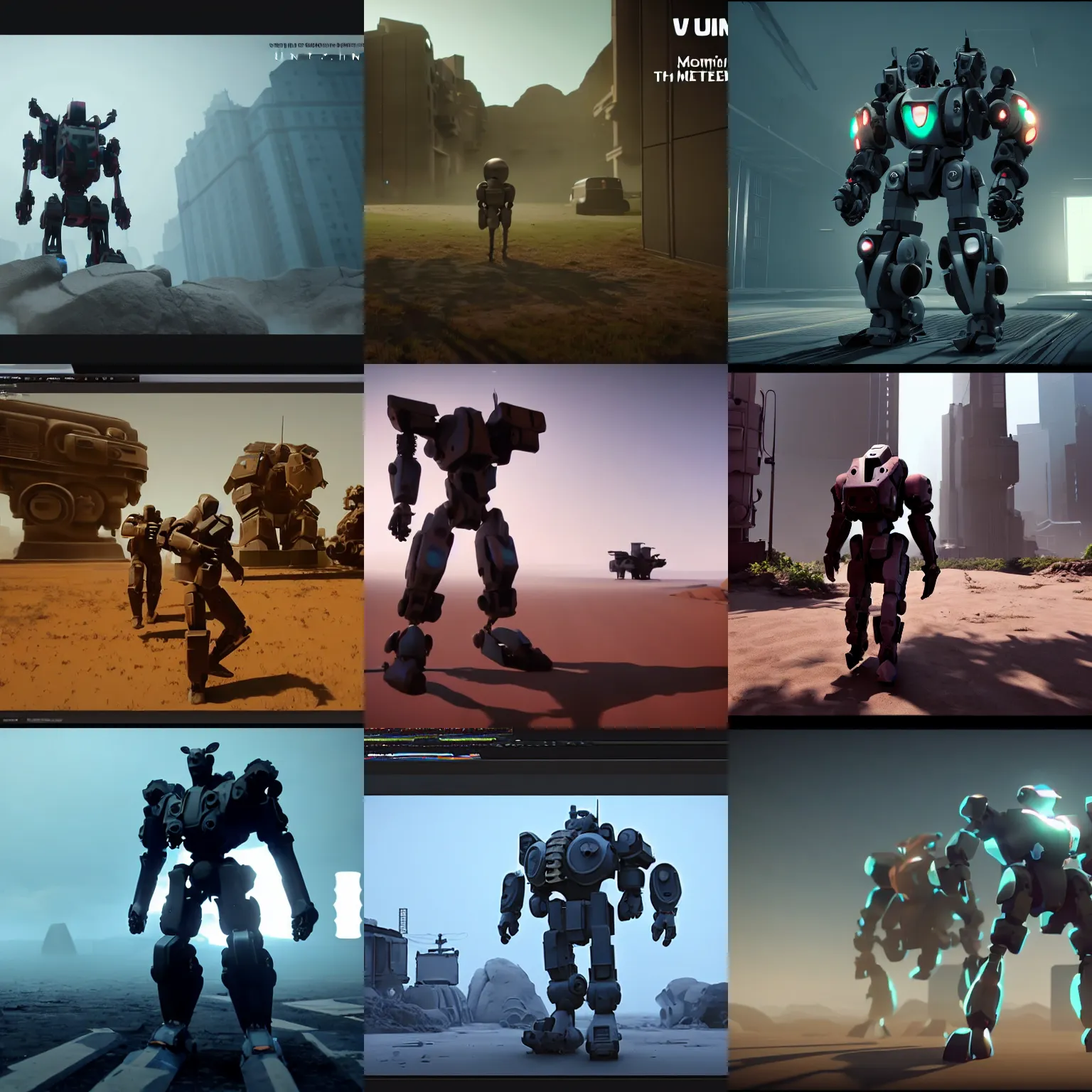 Prompt: cinematic still in unity demo video, no text, mech