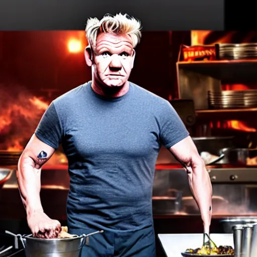 Image similar to gordon ramsay, food vendor, fallout, unreal engine 4