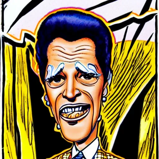 Image similar to The Artwork of R. Crumb and his Cheap Suit Elvis Impersonator, pencil and colored marker artwork, trailer-trash lifestyle
