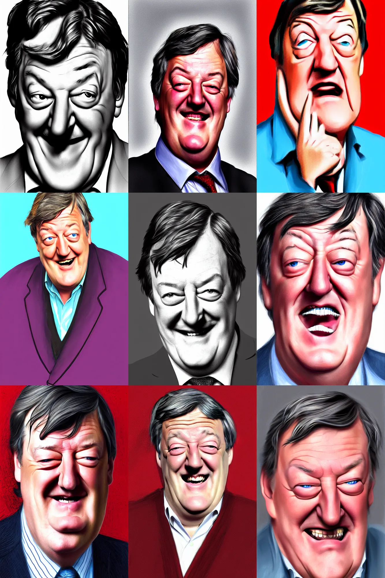Prompt: stephen fry winking at the camera, digital painting
