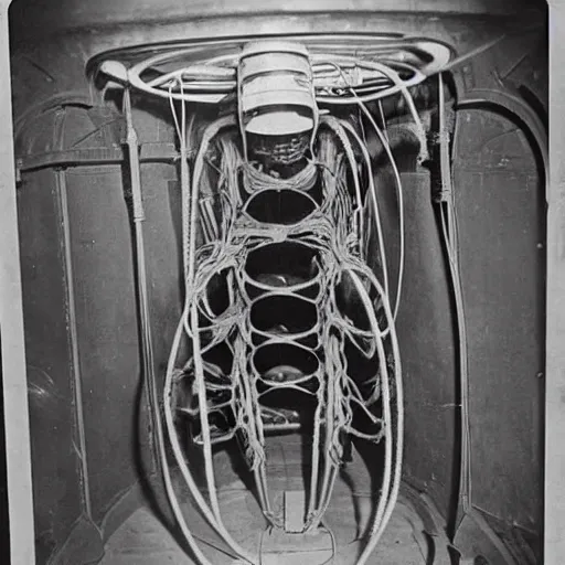 Image similar to old black and white photo, 1 9 1 3, depicting biomechanical aliens inside vats, historical record