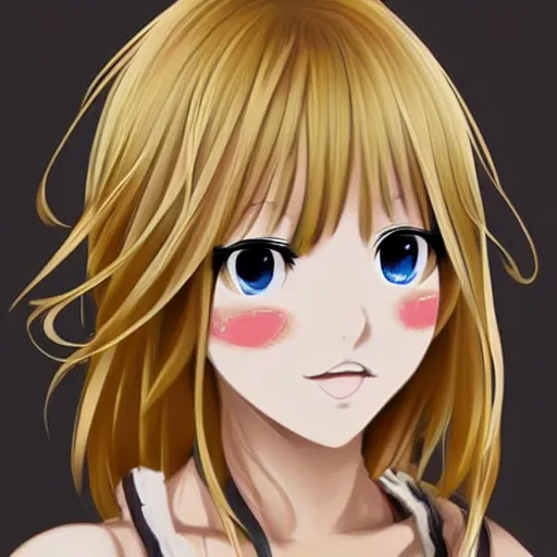 Prompt: blonde anime girl portrait, detailed, very pretty and cute face, anime style