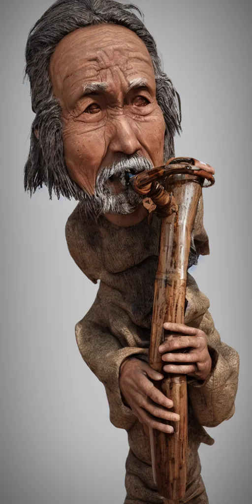 Prompt: Bolivian old man playing a quena wind instrument, unreal 5, hyper realistic, realistic, photo realistic, dynamic lighting, highly detailed, cinematic landscape, studio landscape, studio lighting