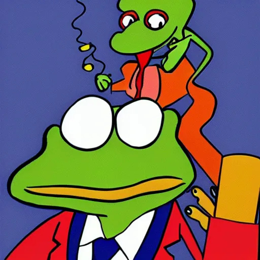 Image similar to frog wearing a suit smoking a cigar