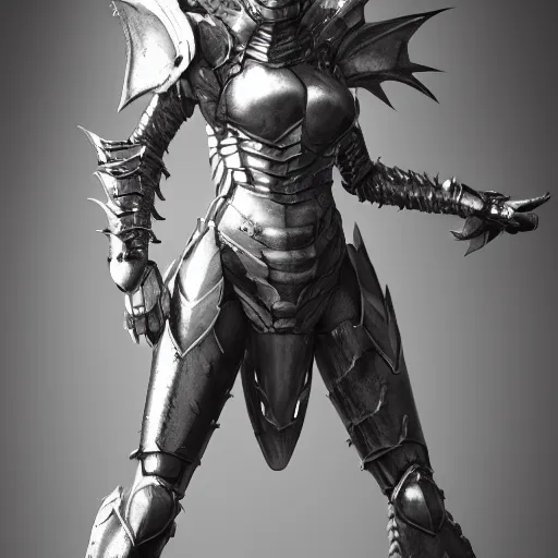 Prompt: highly detailed realistic stunning shot of a beautiful anthropomorphic female knight but as a dragon, doing a hot majestic pose, armor made of steel, sharp claws, HD octane render, epic cinematography, fantasy, Artstation, Deviantart, Furaffinity
