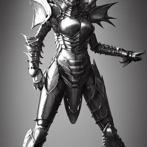 Image similar to highly detailed realistic stunning shot of a beautiful anthropomorphic female knight but as a dragon, doing a hot majestic pose, armor made of steel, sharp claws, HD octane render, epic cinematography, fantasy, Artstation, Deviantart, Furaffinity