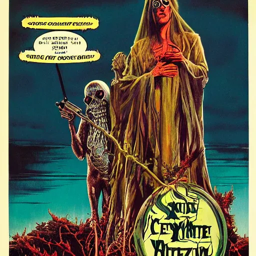 Prompt: Creepshow 2 (1987) illustrated by Les Edwards