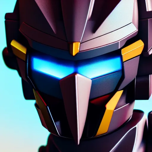 Prompt: gundam head, v - fin, octane render, soft light, mekka, behance, vector, highly detailed illustration, realistic, custom design, dribbble. com, by secondsyndicate studio,