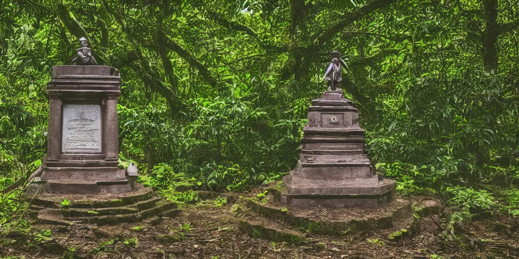 Image similar to A colonial monument in the middle of the jungle, 4k, DSLR camera photo,