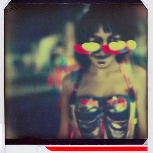 Prompt: expired polaroid of a surreal artsy dream scene, carnival, portrait