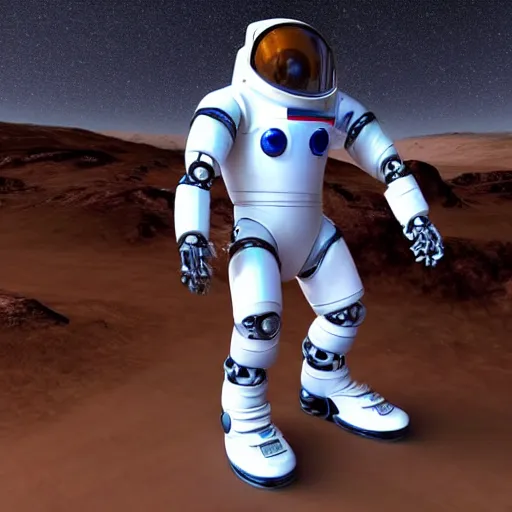 Image similar to photo of robotic spacesuit mechanical design high-tech, mars exploration, futuristic, unreal engine W 1024