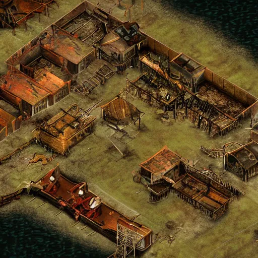 Image similar to screenshot of a beautiful rts game silent hill, overhead view, extreme resolution