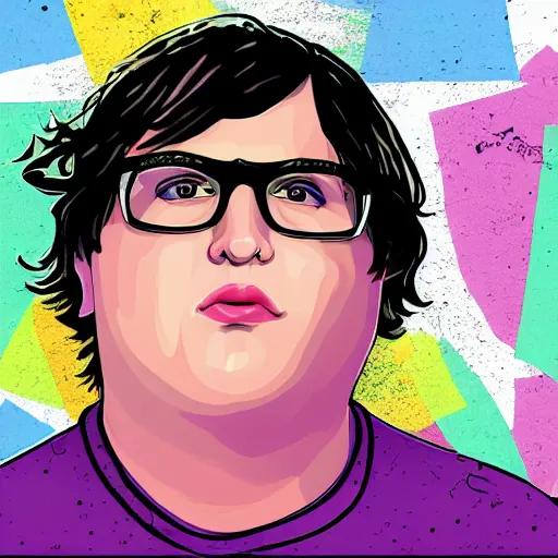 Image similar to andy milonakis & clark duke hybrid, vector, svg sticker art