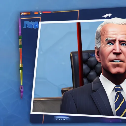 Image similar to Joe Biden in Fortnite, in-game screenshot