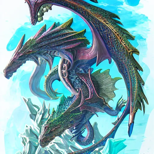 Image similar to underwater sea dragon full body, d & d style, trending on artstation, colorful, intricate, highly detailed