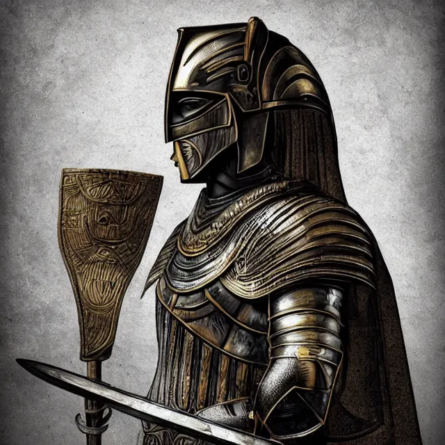 Prompt: a egyptian / roman knight in the style of anti - art trending on artstation deviantart pinterest hyper detailed photorealistic highlights and shadow hd 8 k post - processing high resolution