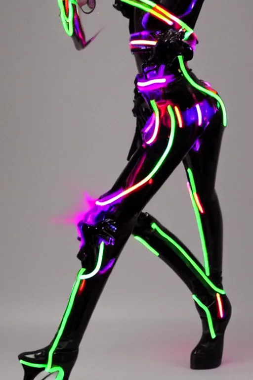 wolford tights, loubouton heels, elegant, cyber neon