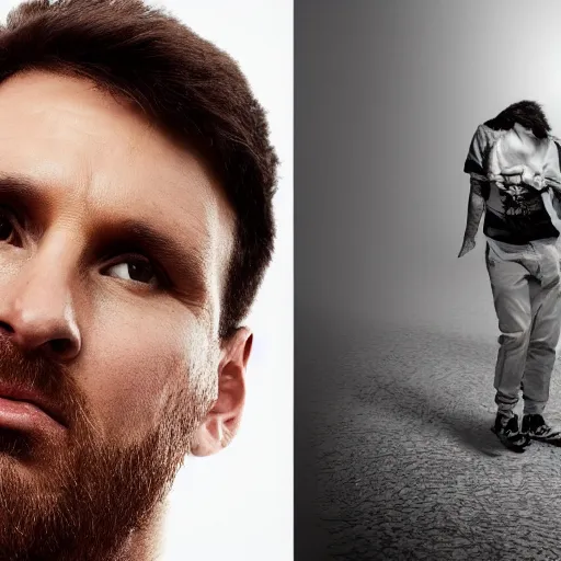 Image similar to a portrait of Lionel Messi, photo, studio lighting, realistic