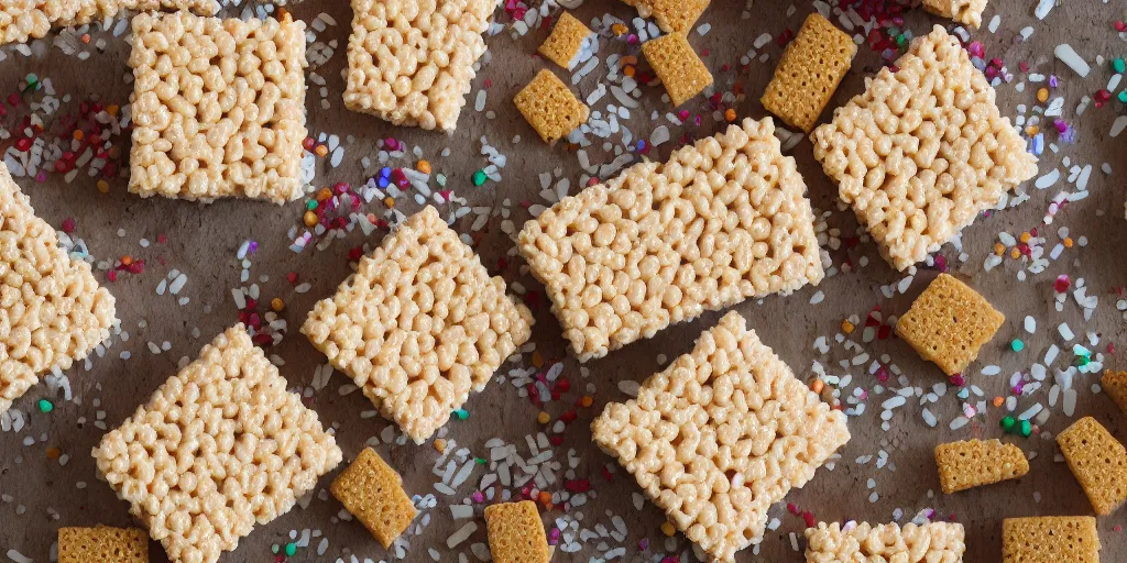 Prompt: food photography, rice krispy treats