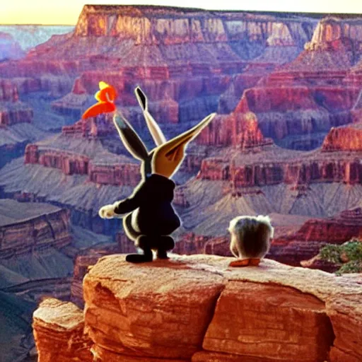 Prompt: Looney Tunes Bugs Bunny in front of the Grand Canyon