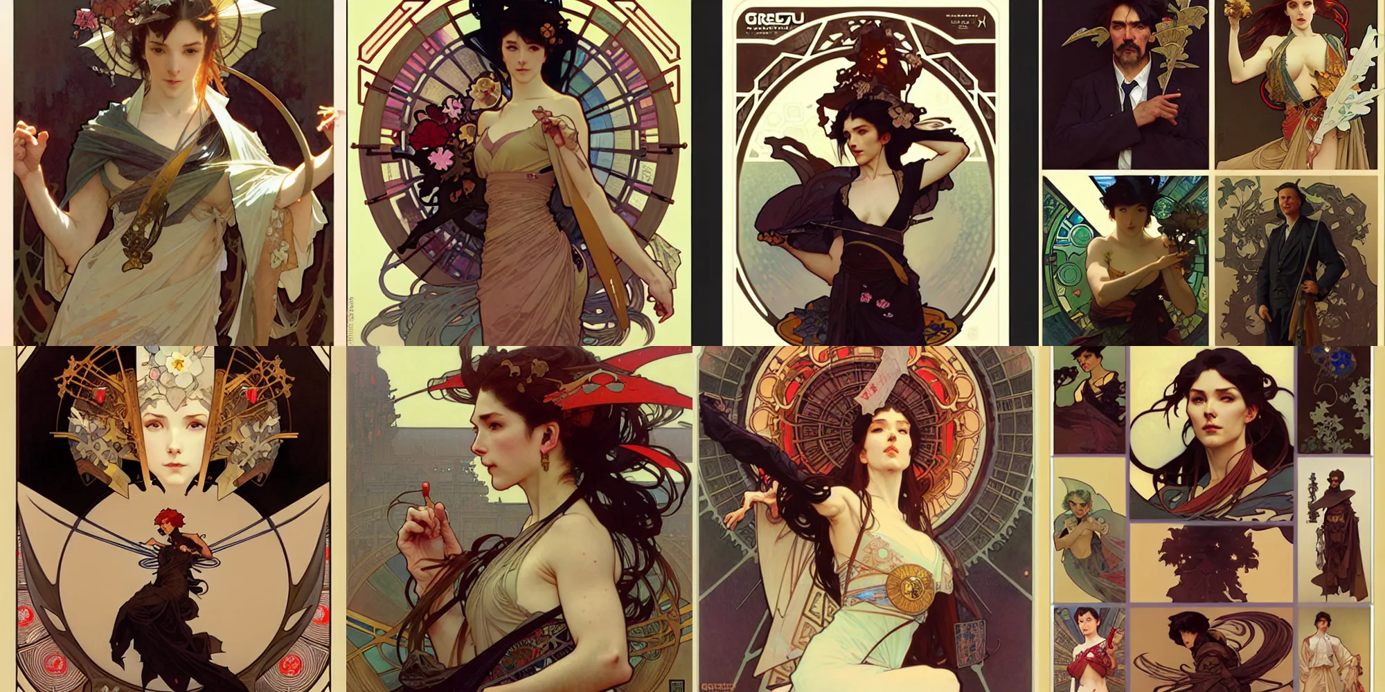 Prompt: greg rutkowski, Hiromasa Ogura, Alphonse Mucha, John Collier, Albert Aublet, Krenz Cushart, Artem Demura, Stephen Hickman, James Gurney, greg hildebrandt