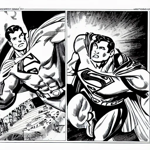 Image similar to superman vs ironman, comic book page, half toned, highly detailed