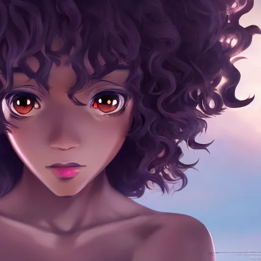 a beautiful 3d brown anime girl, brown skin, black, Stable Diffusion