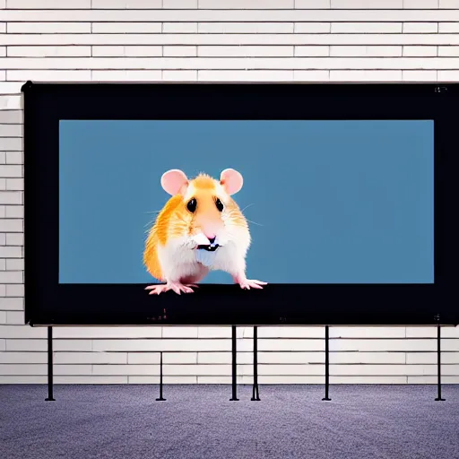 Image similar to photo of the cinema screen, a cartoon about hamsters is on the screen, unedited, dim light, sharp focus, 8 k