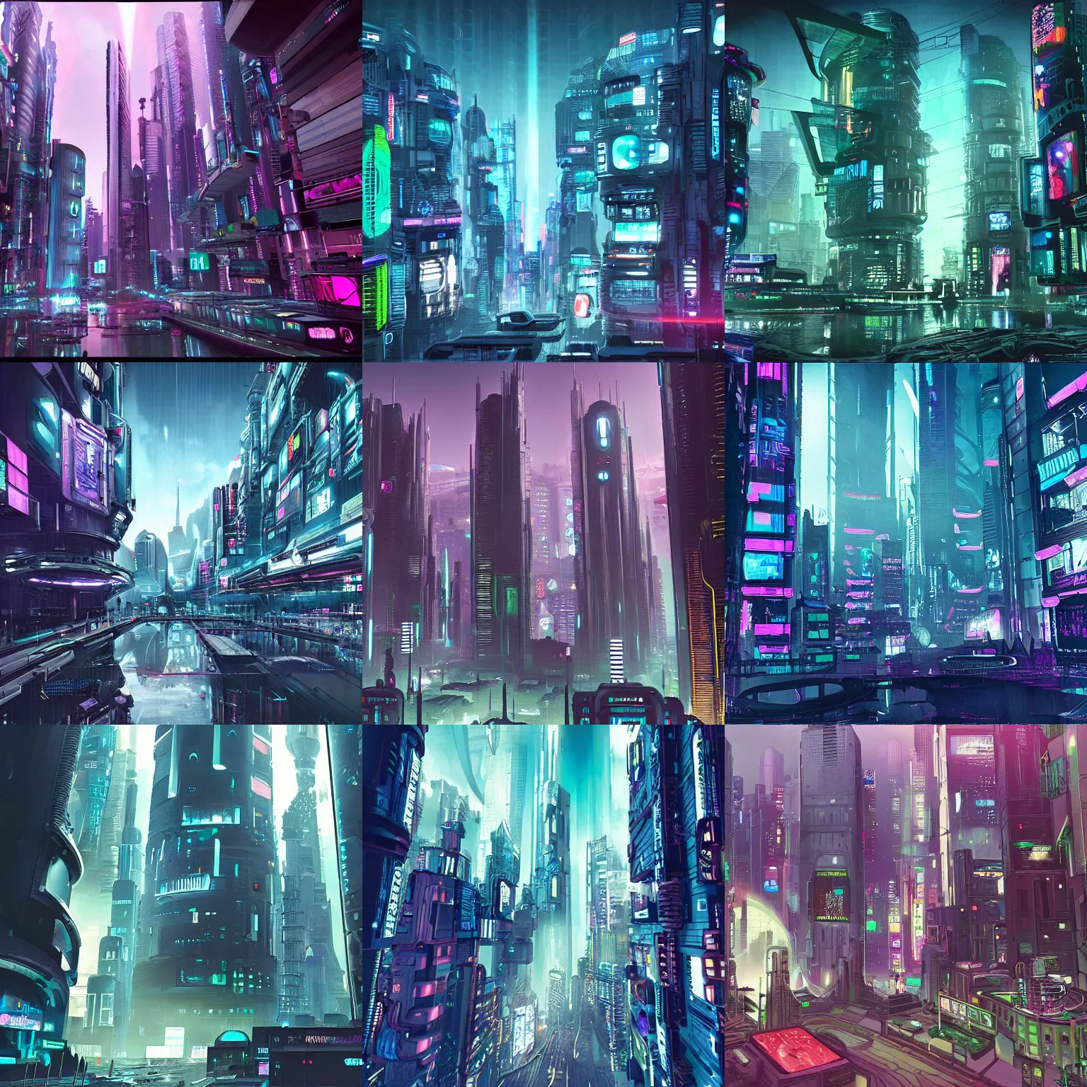 Prompt: an alien cyberpunk city