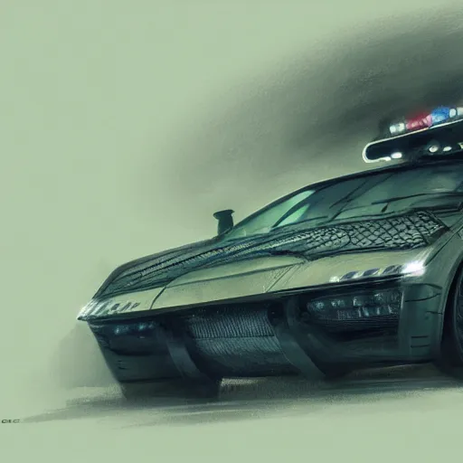 Image similar to Police Spinner, Blade Runner Car, concept art, 2049, illustration by George Hull Design, 8k