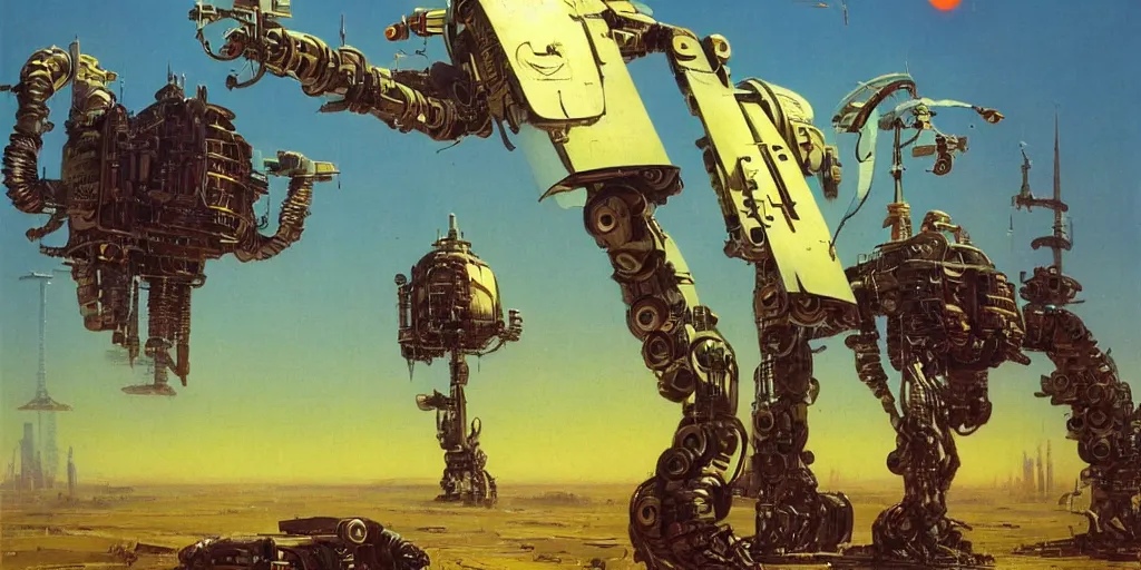 Image similar to A retro futuristic robot by Isaac Aasimov, Bruce Pennington and James Gurney