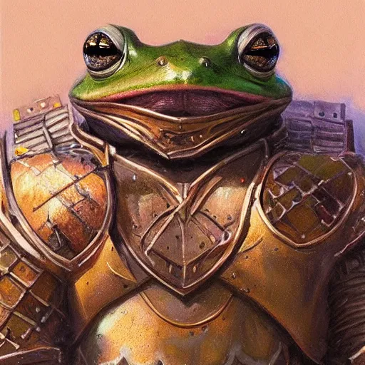 Image similar to frog as a realistic fantasy knight, closeup portrait art by donato giancola and greg rutkowski, realistic face, digital art, trending on artstation, symmetry!!, no helmet