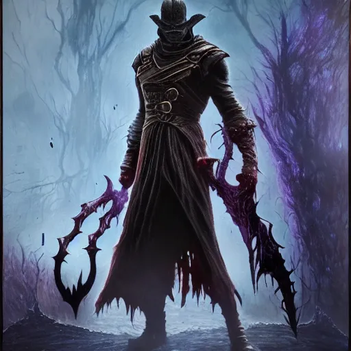 Prompt: Thanos, Bloodborne boss, matte painting, detailed, Bloodborne, oil on canvas