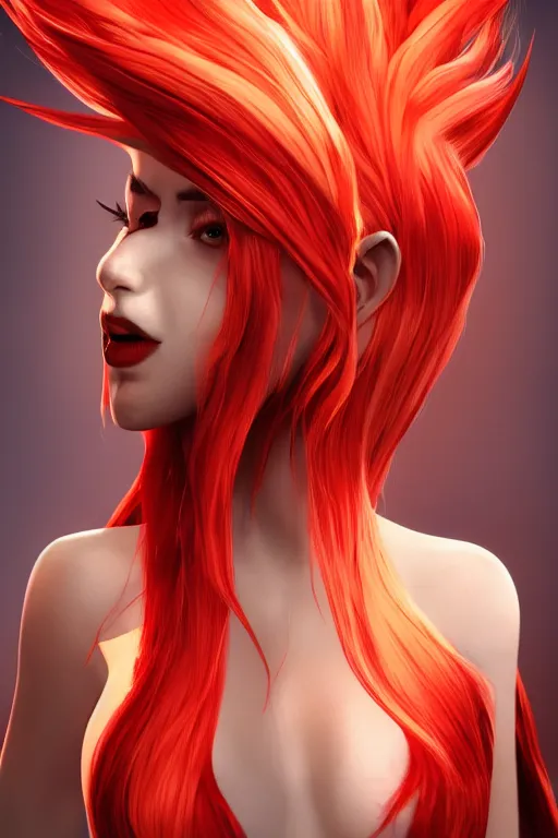 Image similar to a fiery viera king with red and white hair , Trending on artstation, artstationHD, artstationHQ, 4k, 8k