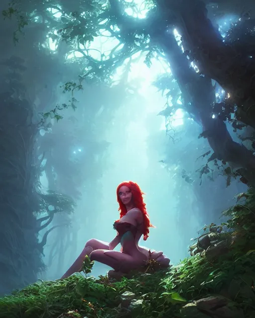 Image similar to portrait of poison ivy, unreal engine, fantasy art by greg rutkowski, loish, rhads, ferdinand knab, makoto shinkai and lois van baarle, ilya kuvshinov, rossdraws, tom bagshaw, global illumination, fan art, radiant light, detailed and intricate environment