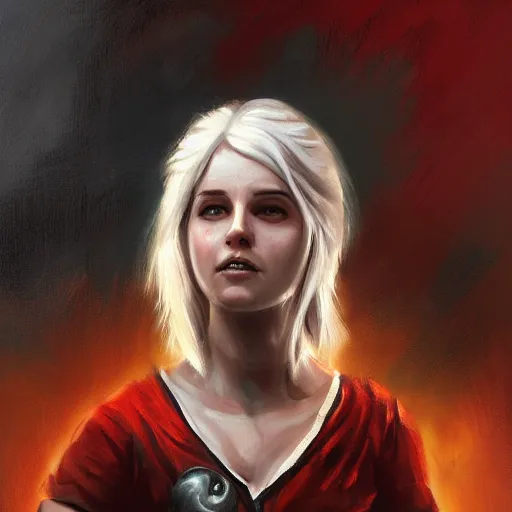 Prompt: Ciri skateboarding, expressive oil painting, digital art