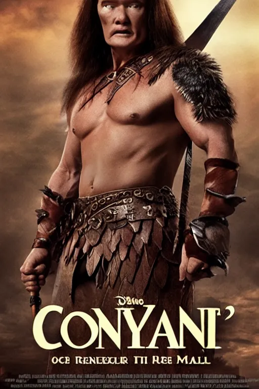 Image similar to conan o'brien as conan the barbarian, movie poster